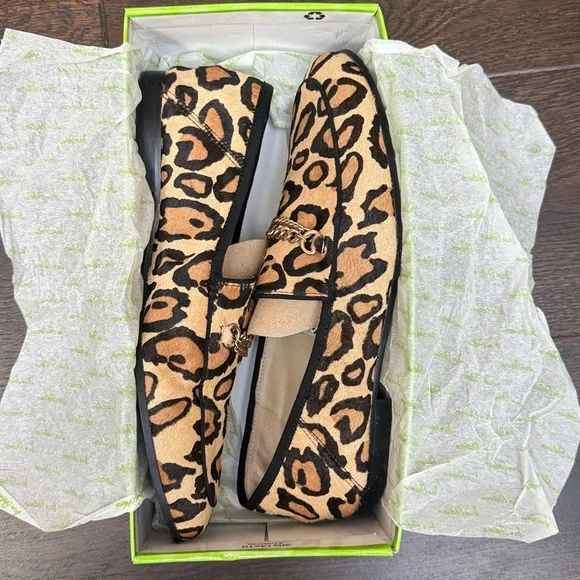 Sam Edelman Lorenzo Loafer Leopard Animal Print Chain Vamp Size 10 - Picture 9 of 10